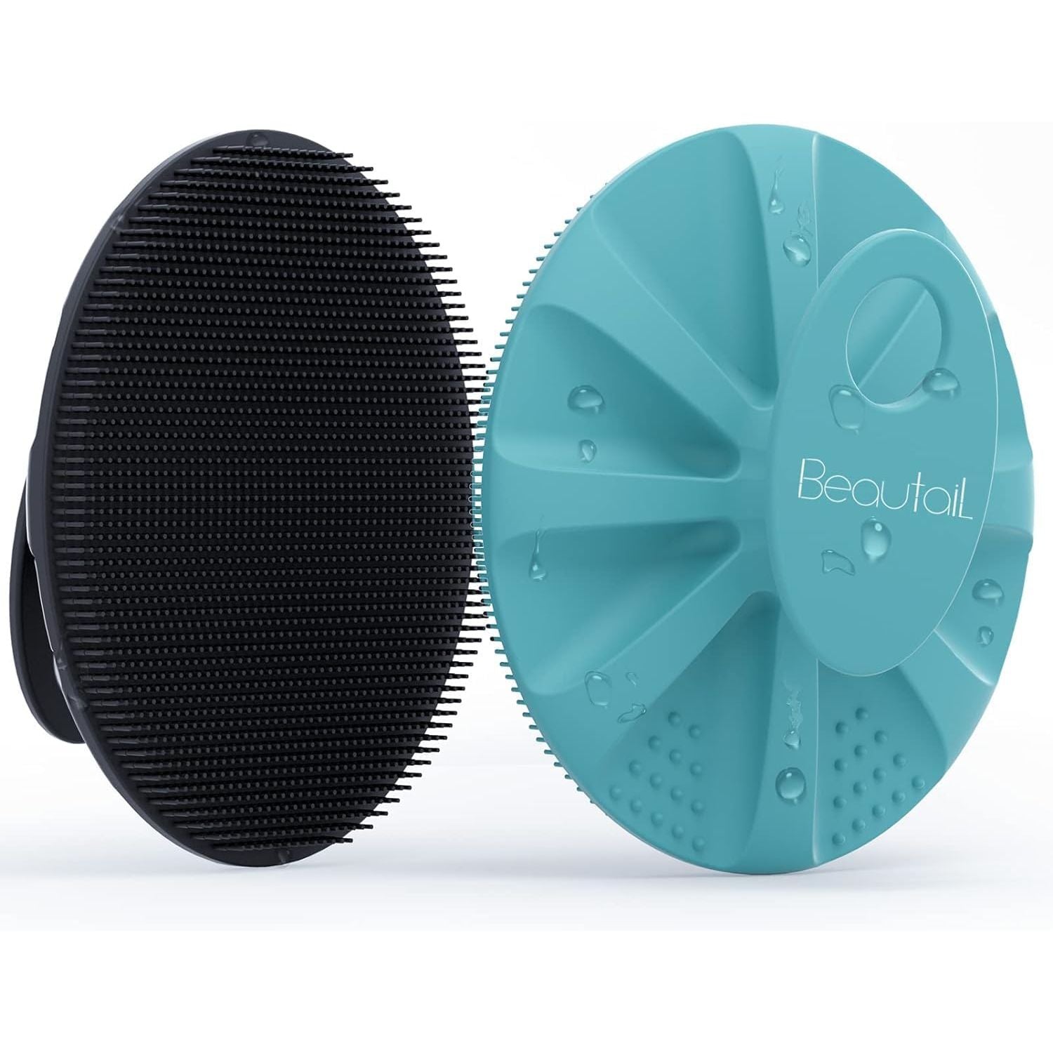 Buy now Silicone Body Scrubber Shower Bath Wash Brush Gentle Exfoliating Scrub Cleansing Loofah for Women Men Baby Sensitive Skin, Easy to Clean, Lather Nicely, More Hygienic, 1 Pack, Cyan Black+cyan at indiglob india