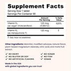 EZ Melts Dissolvable Vitamin D3 5,000 IU & K2 120 mcg, 180 Tabs, Green Apple