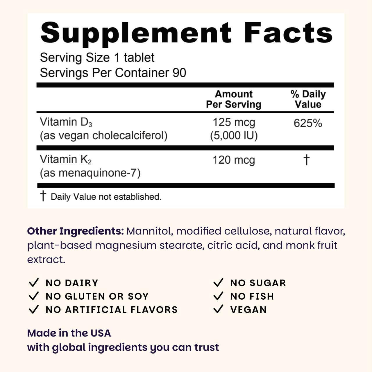 EZ Melts Dissolvable Vitamin D3 5,000 IU & K2 120 mcg, 180 Tabs, Green Apple
