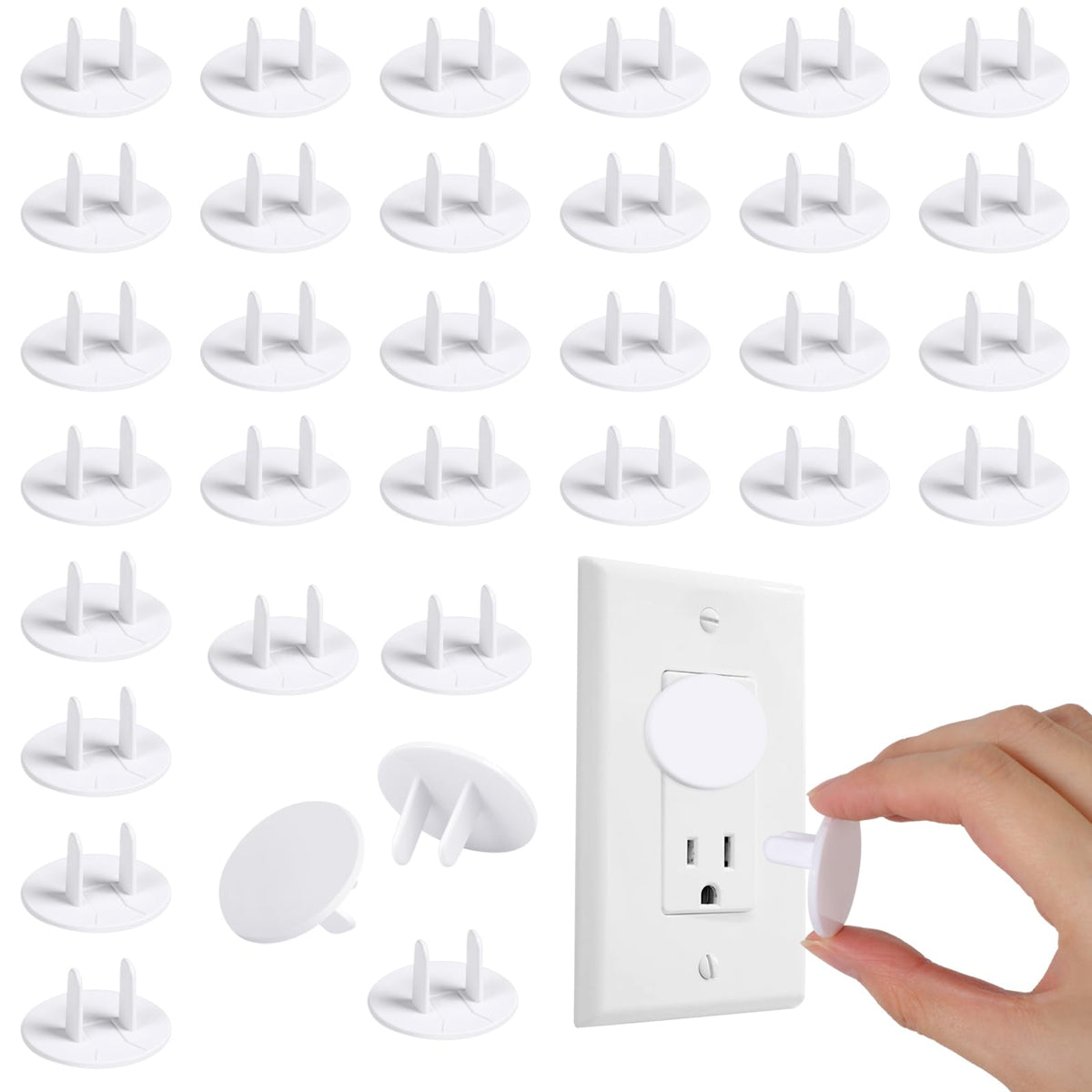 Rindion 65 Pcak Outlet Plug Covers, White Baby Proof Outlet Covers, Plastic Electrical Socket Covers for Outlets, Easy Installation, Durable and Steady Wall Plug Covers for Home and Office