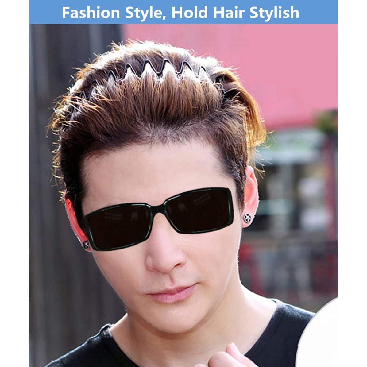 Buy now bodbop XINGZHE Metal Hair Band Men Headband Women's Fashion Hair Bands Elastic Stylish Sports Hairband Head Hoop with Non Slip Wavy Teeth, Black at indiglob india