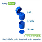 Buy now EZY DOSE 3 Compartment Pill Crusher, Cutter and Grinder, Daily Usage, Safely Cut Pills, Vitamins, Tablets, Accurate and Easy Cutting, Stainless Steel Blade, Removable Drinking Cup, Blue, BPA Free at indiglob india