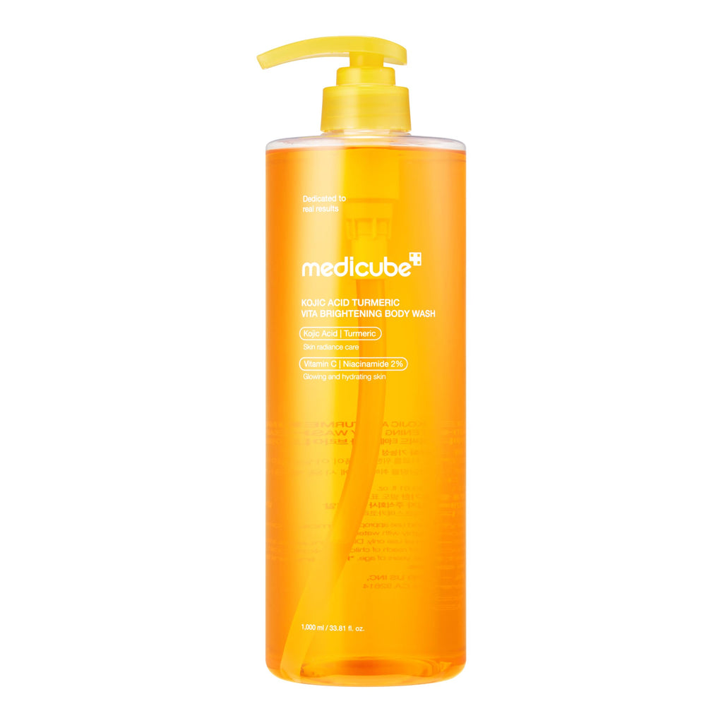 medicube Kojic Acid Turmeric Brightening Body Wash, 13.52 fl.oz | Shower Gel for Uneven Skin - Niacinamide, Vitamin C, AHA BHA, Deep Cleansing & Hydrating, Easy & Effective, 13.52 fl.oz