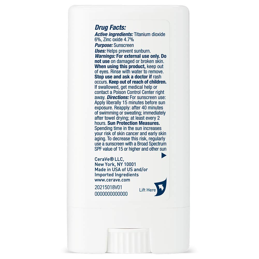 CeraVe Mineral Sunscreen Stick, SPF 50 Face Sunscreen, Travel Size, 0.47oz | FSA Eligible Zinc Oxide Face Sunscreen with Hyaluronic Acid and Ceramides Offers Water-Resistant, Mess-Free Protection