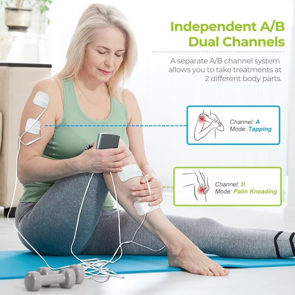 Buy now AUVON Dual Channel TENS Unit Muscle Stimulator Machine with 20 Modes, 2" and 2"x4" TENS Unit Electrode Pads at indiglob india