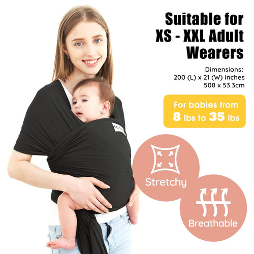 Buy now Acrabros Baby Wrap Carrier,Hands Free Baby Carrier Sling,Lightweight,Breathable,Softness,Perfect for Newborn Infants and Babies Shower Gift,Black at indiglob india
