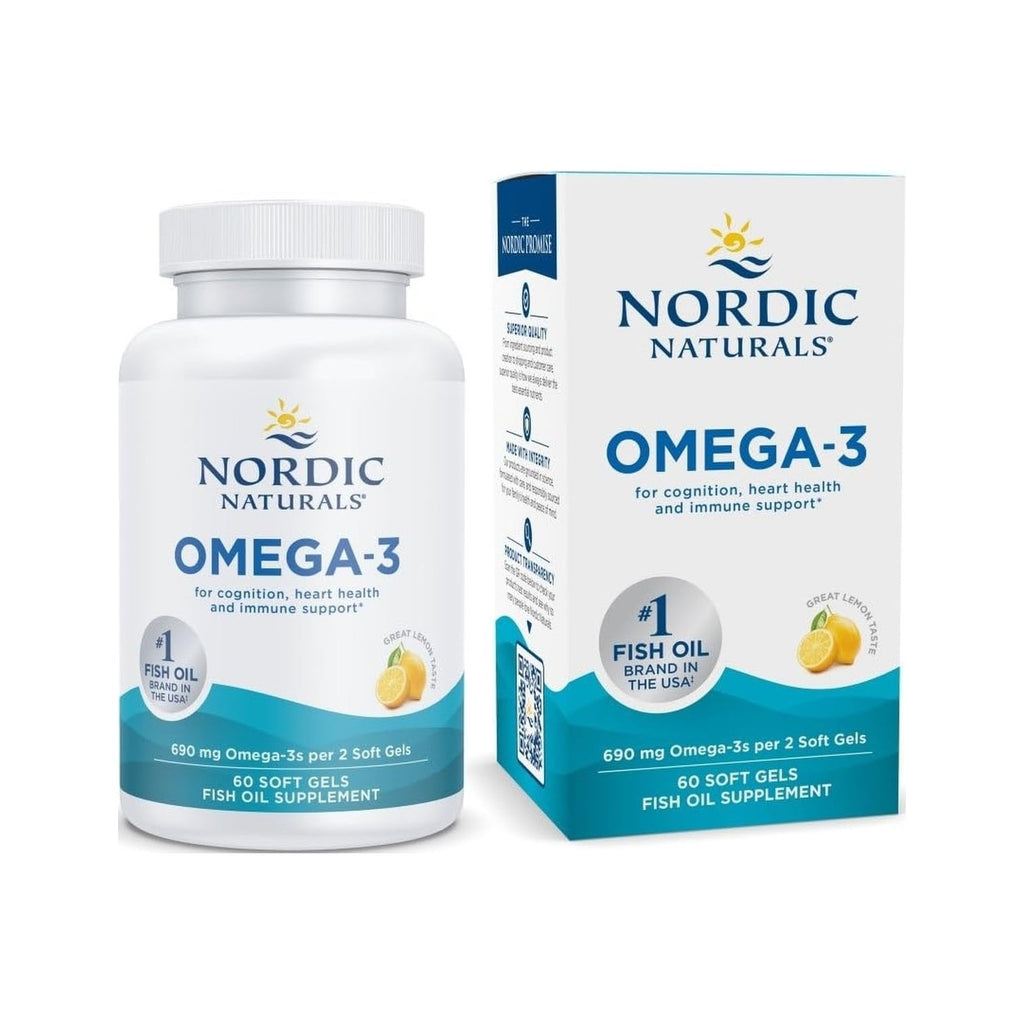 Nordic Naturals Omega-3, 690mg Fish Oil, EPA & DHA, Lemon - 90 Count | Omega-3 fish oil supports immune, brain & heart health. Optimal Wellness. Non-GMO, burpless. 45 servings.