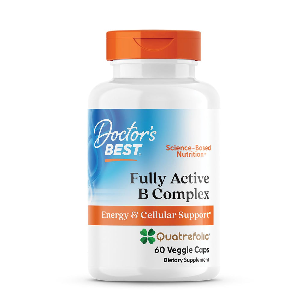 Doctor's Best Fully Active Vitamin B Complex Supplement for Men & Women - Super Complex with Methylated B12 & Folate, B6, Biotin, Pantothenic Acid, & More, Energy Support Caps - 30 Veggie Capsules