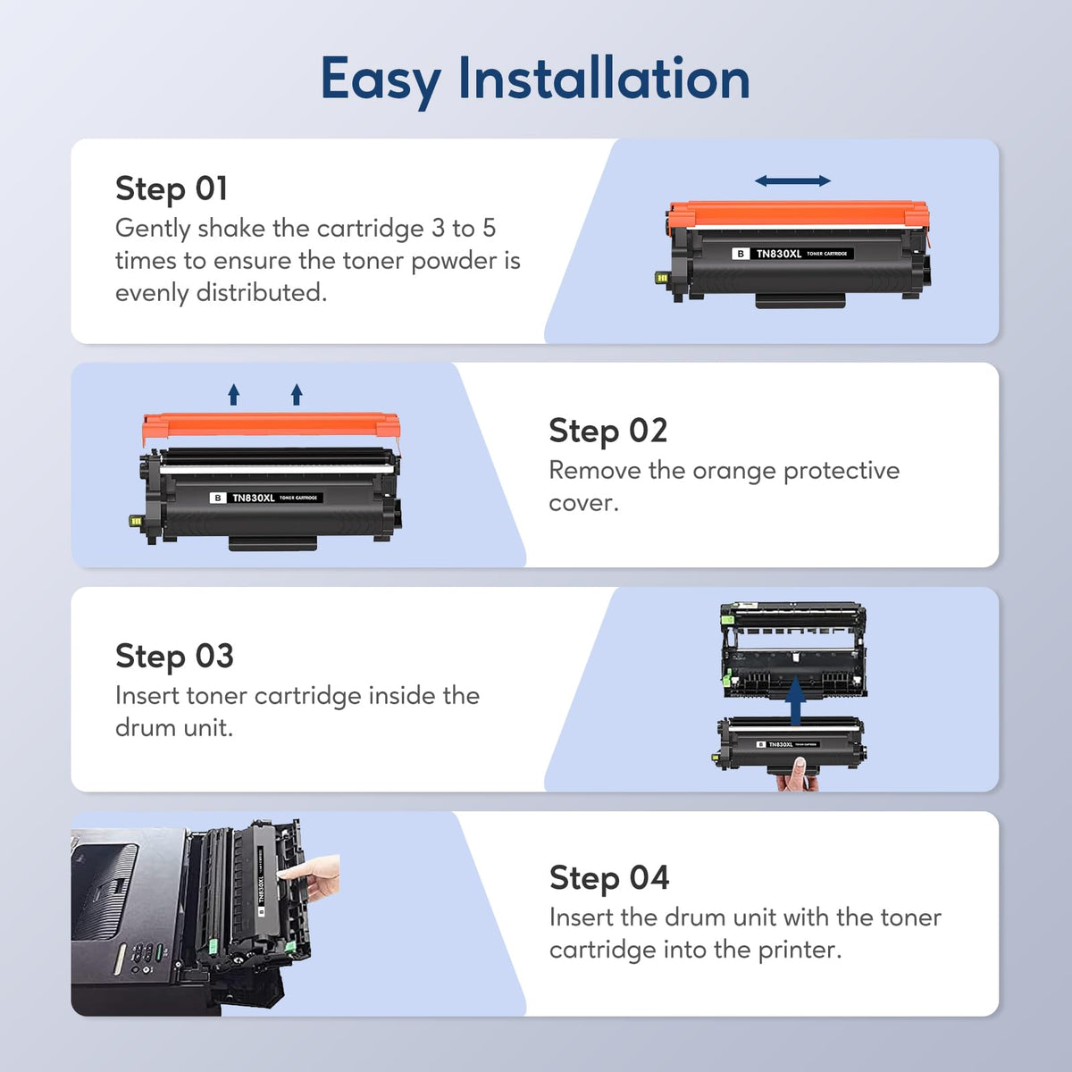AOLIBE TN830XL Toner Cartridges Compatible for Brother TN830XL TN830 XL Toner High Yield Work with HL-L2460DW DCP-L2640DW HL-L2405W HL-L2400D HL-L2480DW MFC-L2820DW MFC-L2820DW XL (2 Black)