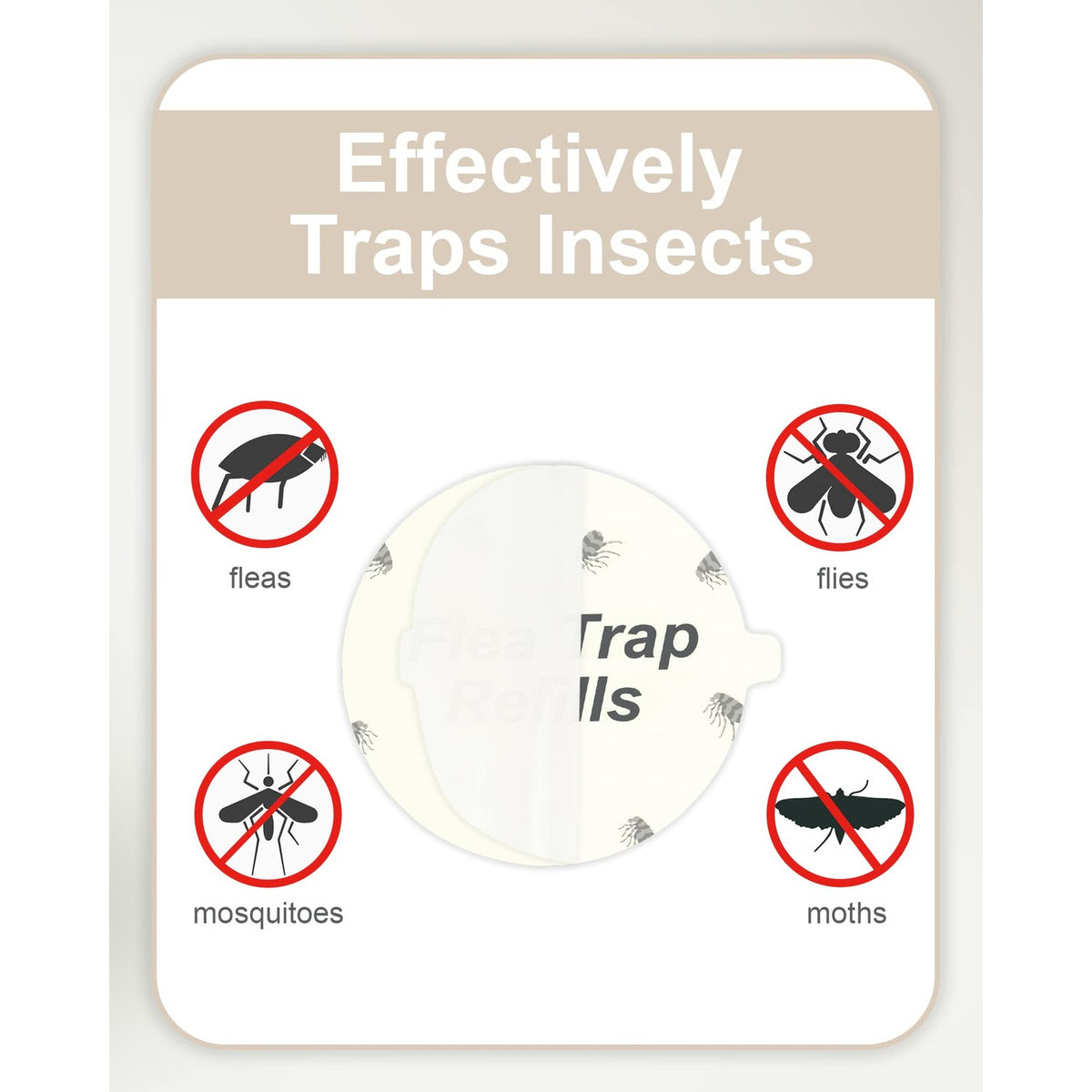 Dichroma Flea Trap Sticky Pads Refills, 7.1" Refill Discs, 20 Pack