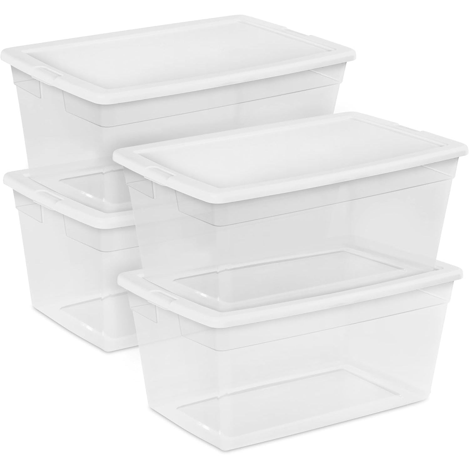Buy now Sterilite 24-Pack 6 Quart Storage Box, Stackable Clear Plastic Bins with Snap-On Lids - Heavy-Duty Organizing Containers for Closet, Bathroom, and Office 90 Quart 4-Pack at indiglob india