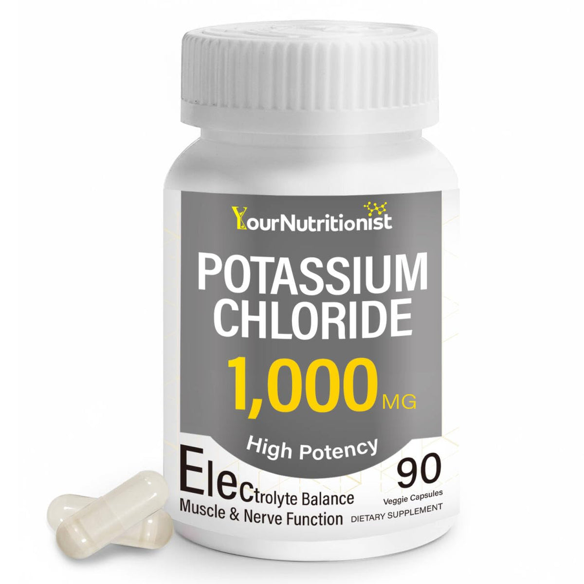 Potassium Chloride 1000mg Supplement, Electrolyte Balance Support