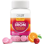 OLLY Delightful Iron Chewable Tablet, 18 mg Iron, Fruit Punch - 60 Count