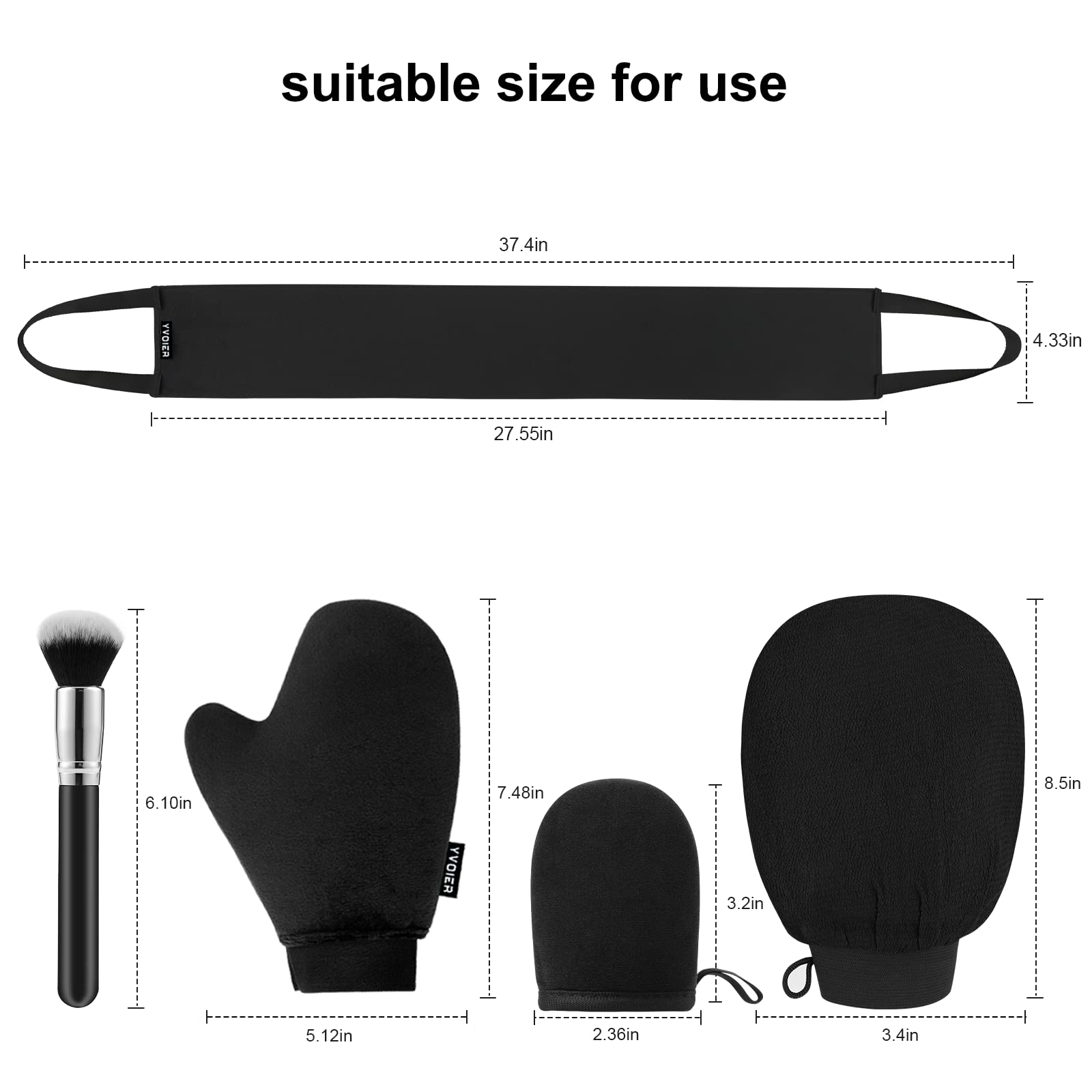 Streakless Self Tanning Mitt Applicator Kit, 5 Pack Self Tanner Mitt with Tanning Glove, Self Tanner Back Applicator, Tanning Brush, Mini Face Glove and Exfoliating Mitt