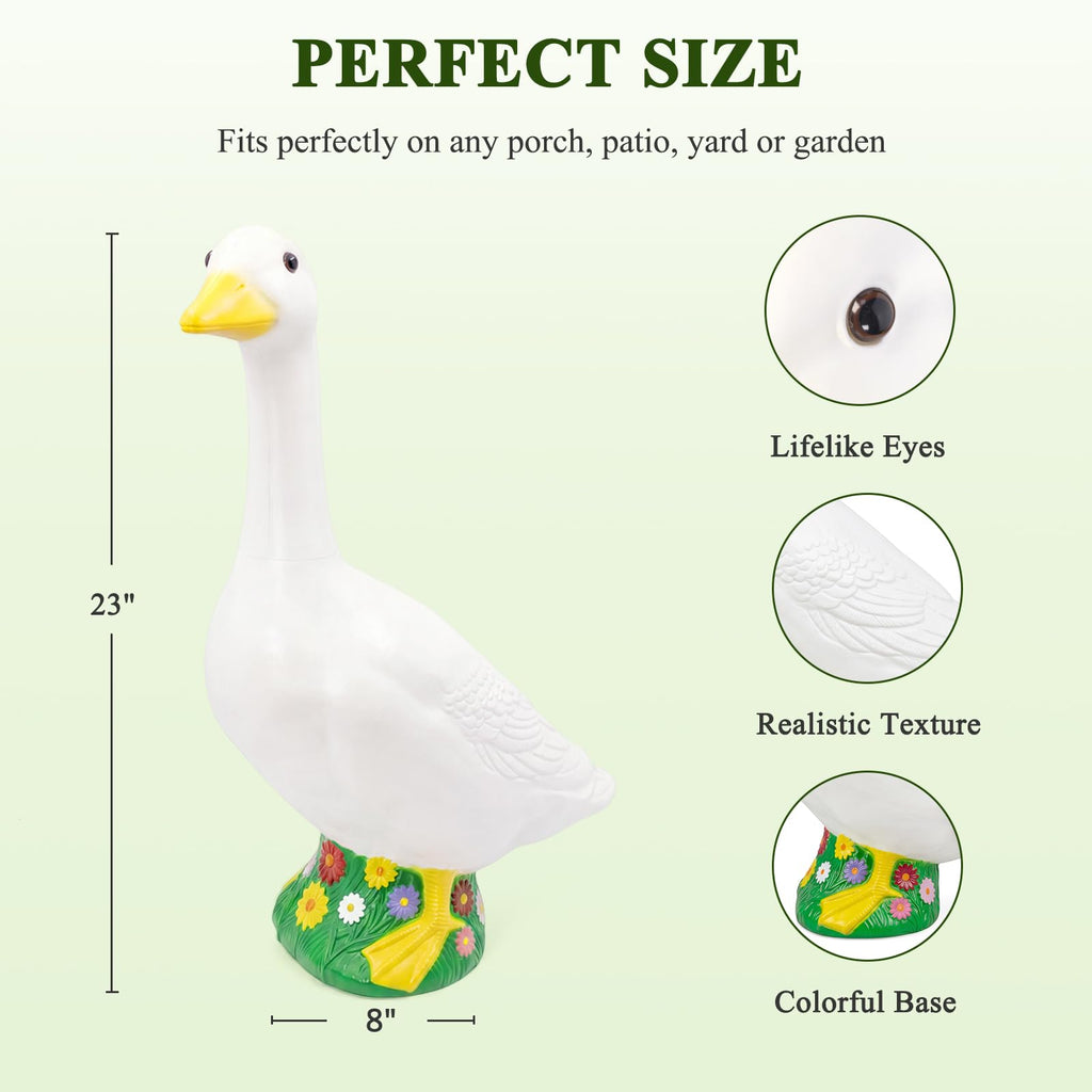 23 Inch Large Porch Goose Statue - PE Plastic Outdoor Goose Decor for Lawn, Yard, & Garden Decoration, Unique Housewarming Birthday Graduation Gifts for Women Mom Grandma