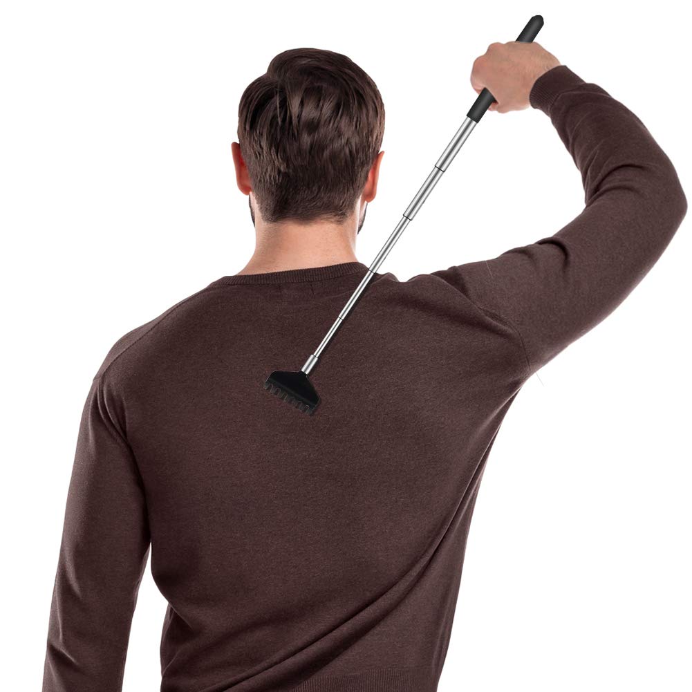 YIMICOO 6 Pack Extendable Back Scratcher - Portable Telescoping Metal Back Scratchers/Hand Massager with Soft Rubber Handles for Thanksgiving, Birthday, Christmas Gifts