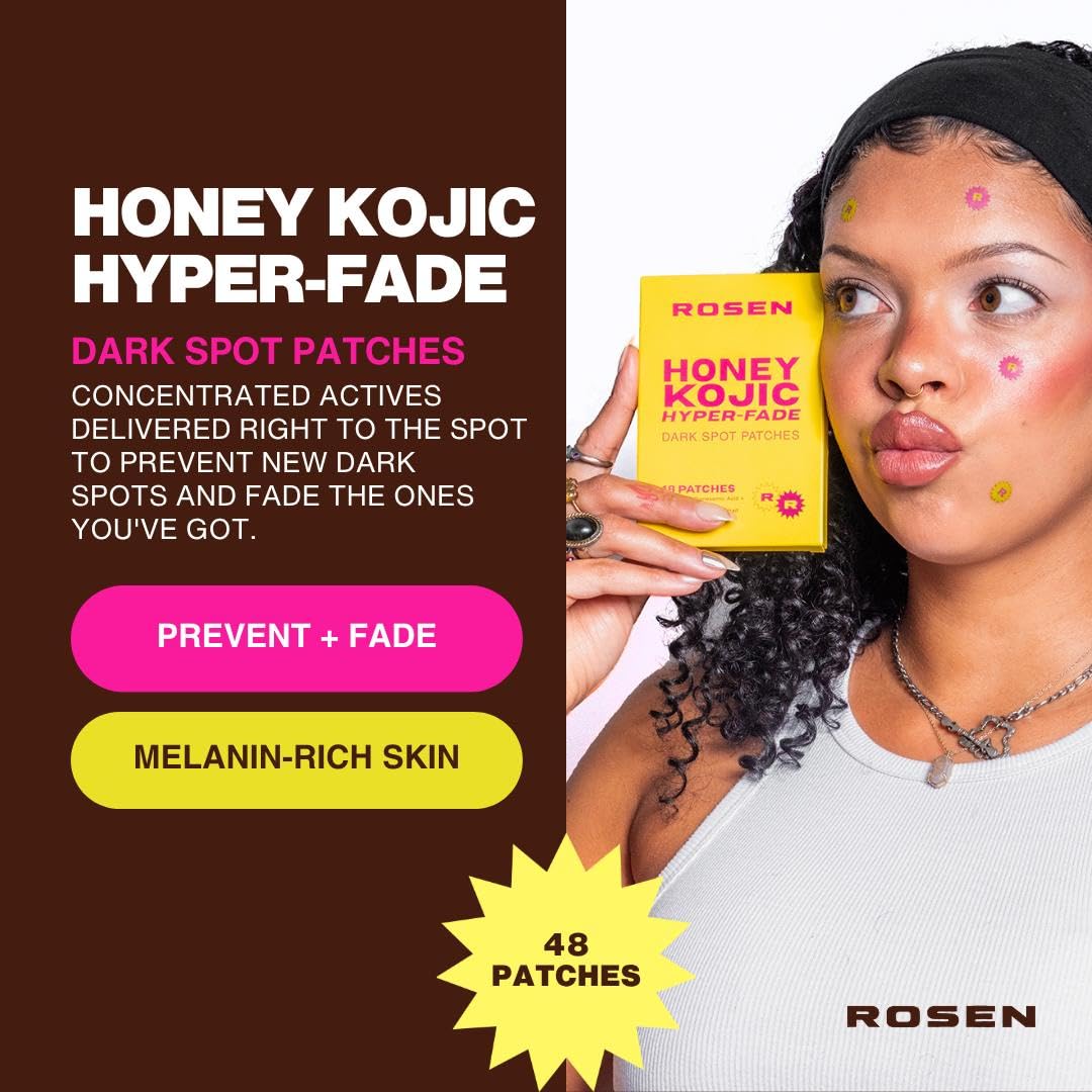 ROSEN Honey Kojic Hyper-Fade Dark Spot Patches with Tranexamic Acid, Azelaic Acid & Niacinamide for Acne Scars, Hyperpigmentation & Dark Spots | Targeted Spot Treatment | 48 Patches