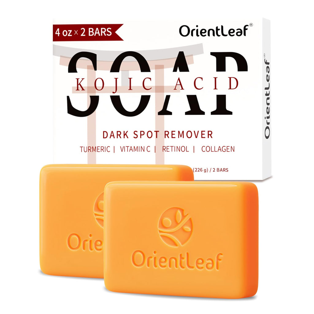 ORIENTLEAF Kojic Acid Soap, Turmeric Soap Bar, Fresh Citurs Scent, Gentle for face and body with Vitamin C, Shea Butter, Retinol, Olive Oil, Collagen (6 PACK)