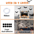 YUJUN Halloween Hanging Bats for 12PCS 3D Halloween Yard Outdoor Decoration