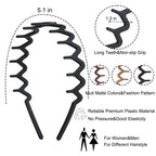 6 PCS Zig Zag Headbands Plastic Wavy Hair Head Band Comb with Teeth Hoop Accessories for Women Men Girls, Matte Morandi