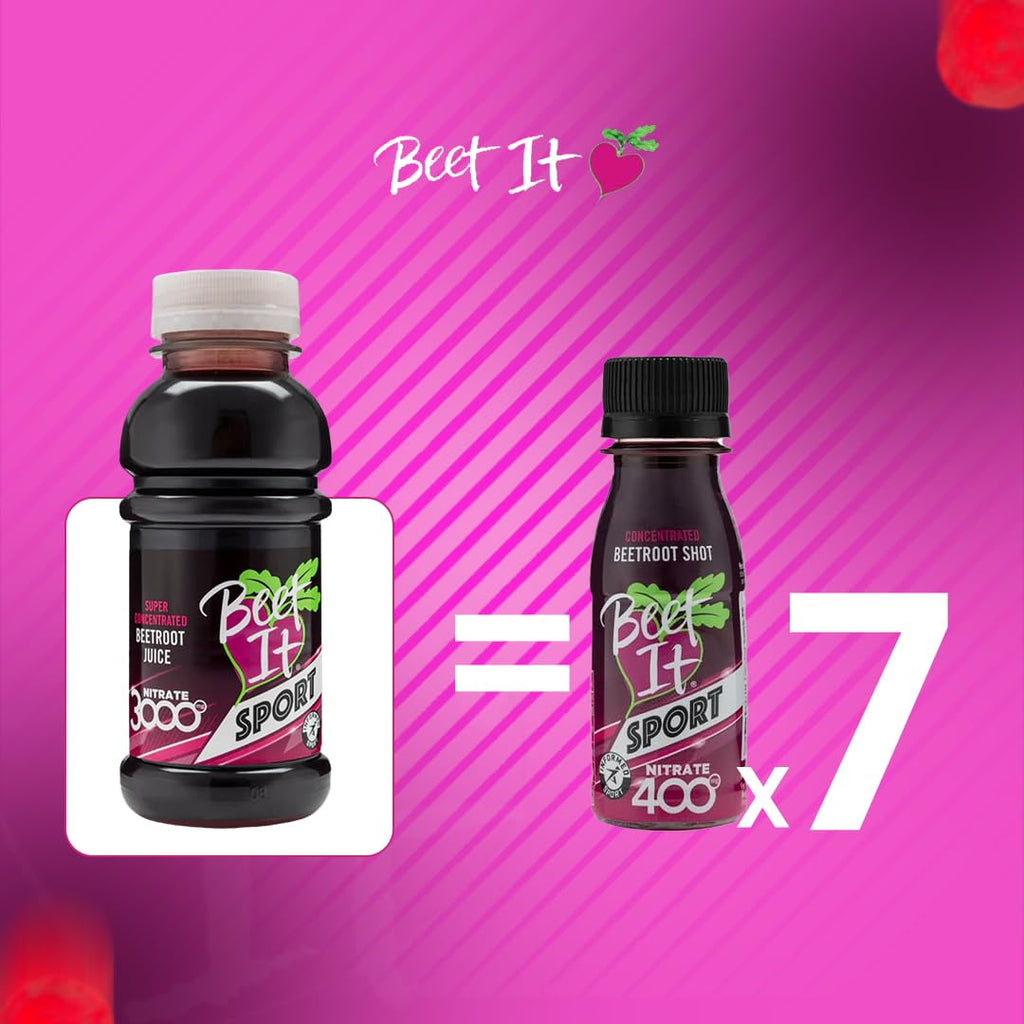 Beet IT Beetroot Juice Sport Nitrate 3000mg - Super Concentrated Beet Juice Liquid Dietary Supplement No Added Sugar, Artificial Colors, Preservatives, BPA-Free, Gluten-Free, 8.5oz (7 Servings)
