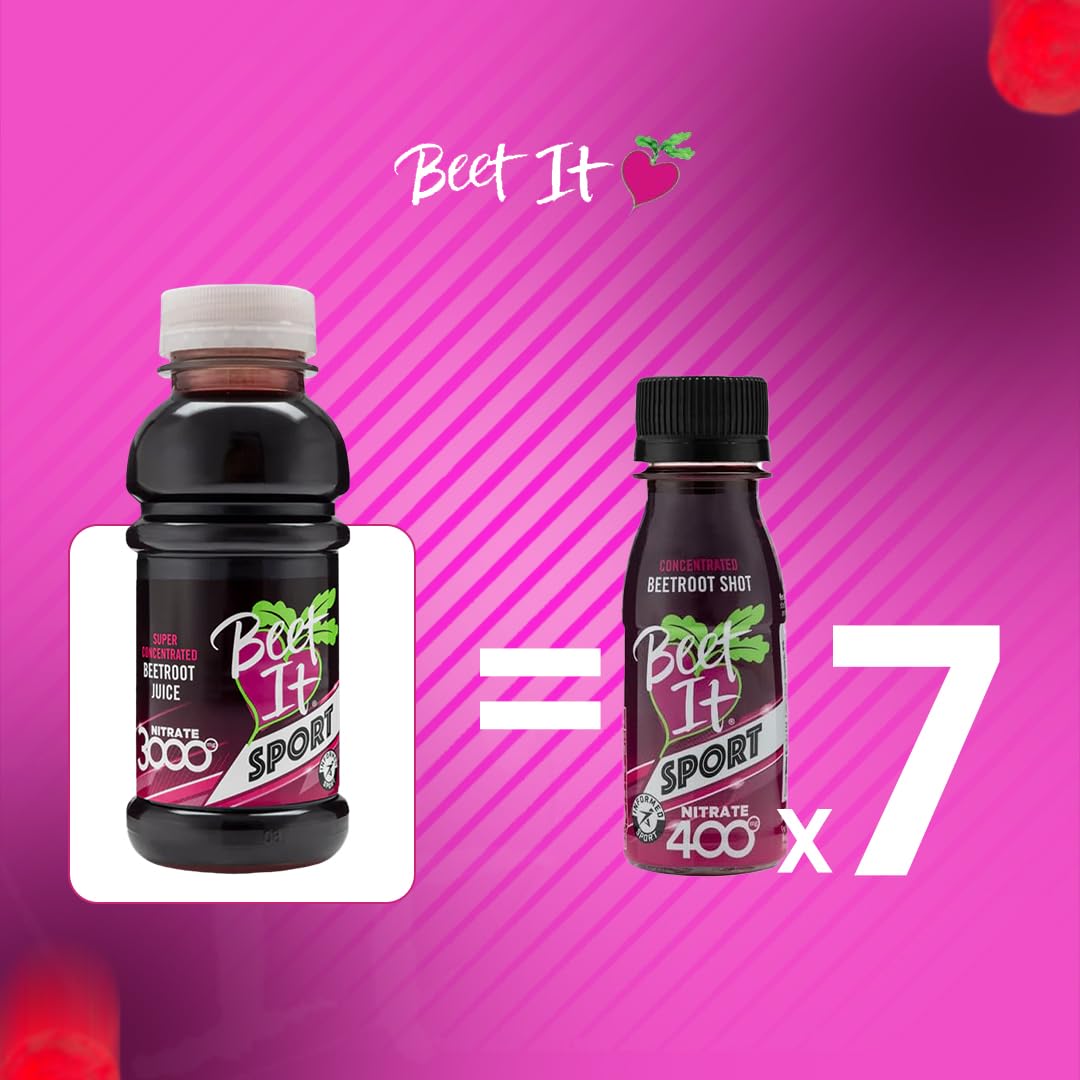 Beet IT Beetroot Juice Sport Nitrate 3000mg - Super Concentrated Beet Juice Liquid Dietary Supplement No Added Sugar, Artificial Colors, Preservatives, BPA-Free, Gluten-Free, 8.5oz (7 Servings)