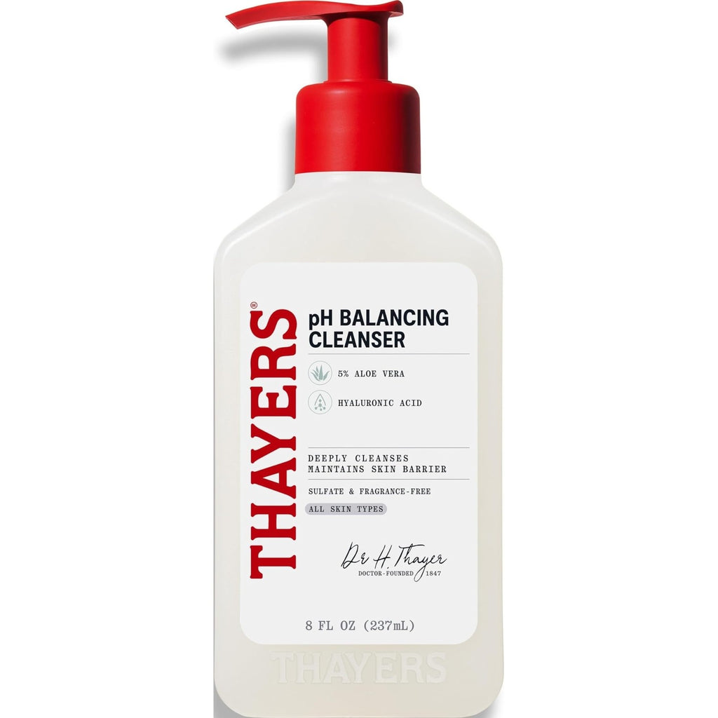 THAYERS pH Balancing Daily Cleanser, Face Wash with Aloe Vera, Gentle and Hydrating Skin Care for Dry, Oily, or Acne Prone Skin, 8 FL Oz.