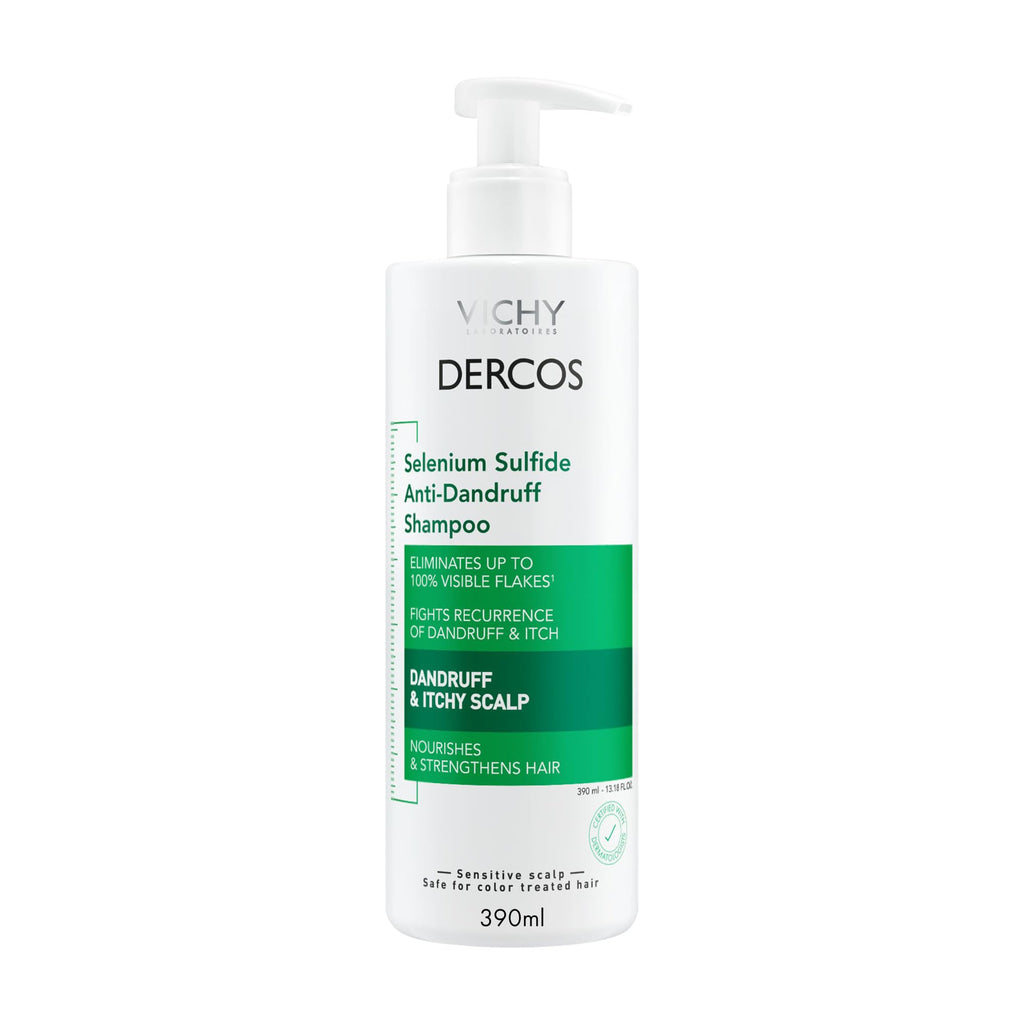 Vichy Dercos Dandruff Shampoo, Antifungal Itchy Scalp Treatment for Men & Women, Clinical Strength Selenium Sulfide, Formulated with Niacinamide & Salicylic Acid, Color Safe, Dermatologist Recommended