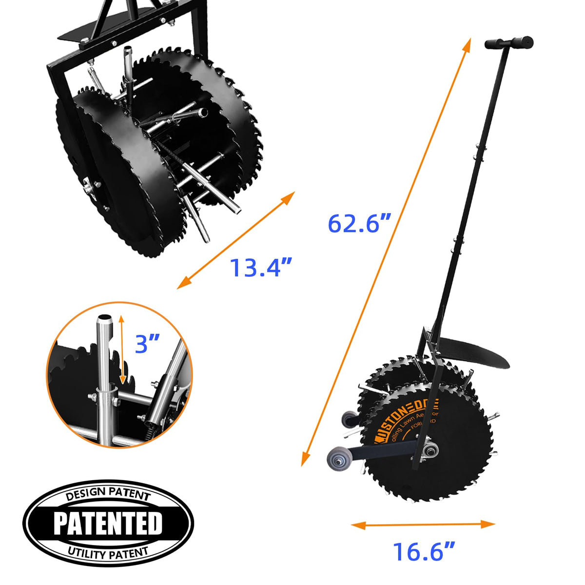 Patented Rolling Lawn Aerator Manual Coring Tool Compacted Soil Loosening