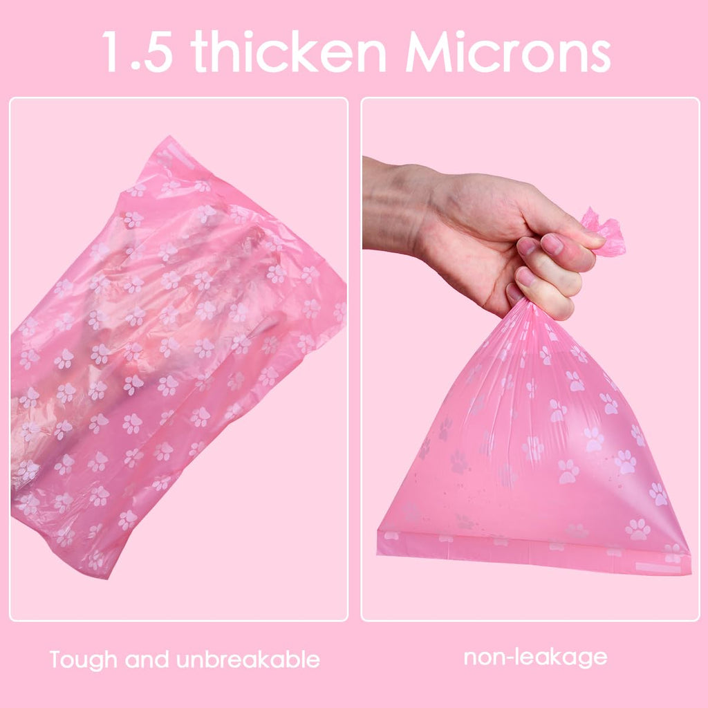 Poop Bags Rolls 256 Count - 9x13 Inches Pink Thickened Leakproof Lavender scent Poo Bags for Dogs, Pet Waste Bags for Walking, Home, Travel