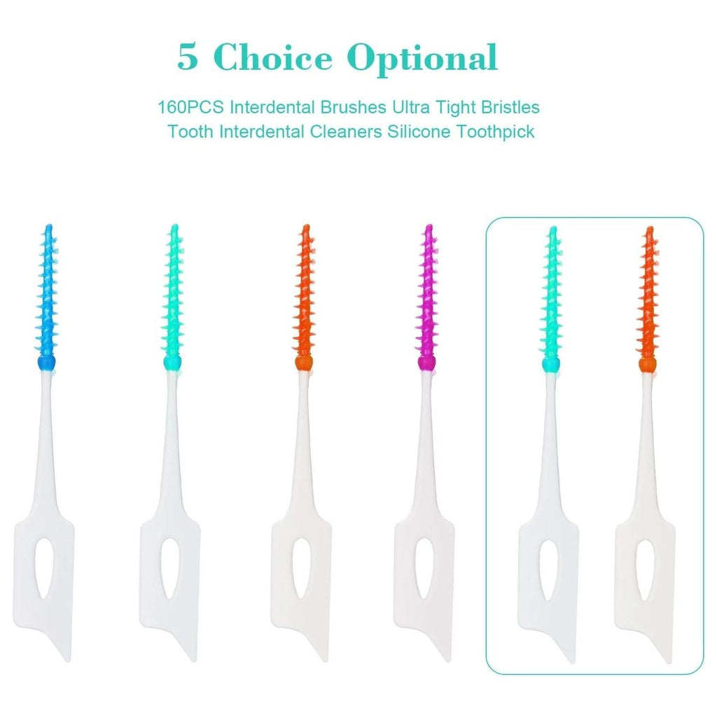 Buy now An-self 160PCS Interdental Brushes Ultra Tight Bristles Tooth Interdental Cleaners Silicone Toothpick Brush Disposable Teeth Soft Picks, Green at indiglob india