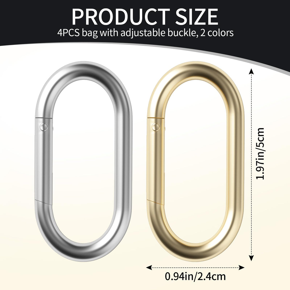 4Pcs Gold Keychain Clip & Spring O Ring 1.97"x0.98"（ Gold & Silver）