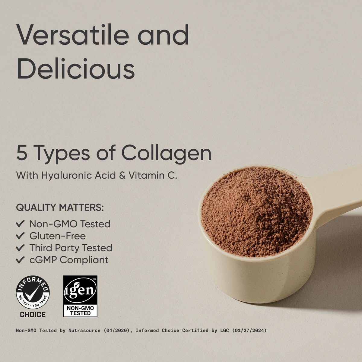 Sports Research® Multi Collagen Protein Powder, Chocolate - 30 Servings | 10g Grass-Fed Type I, II, III, V, X Collagen per Scoop w/Hyaluronic Acid & Vit. C | Hair, Skin & Joint Support | Easy to Mix