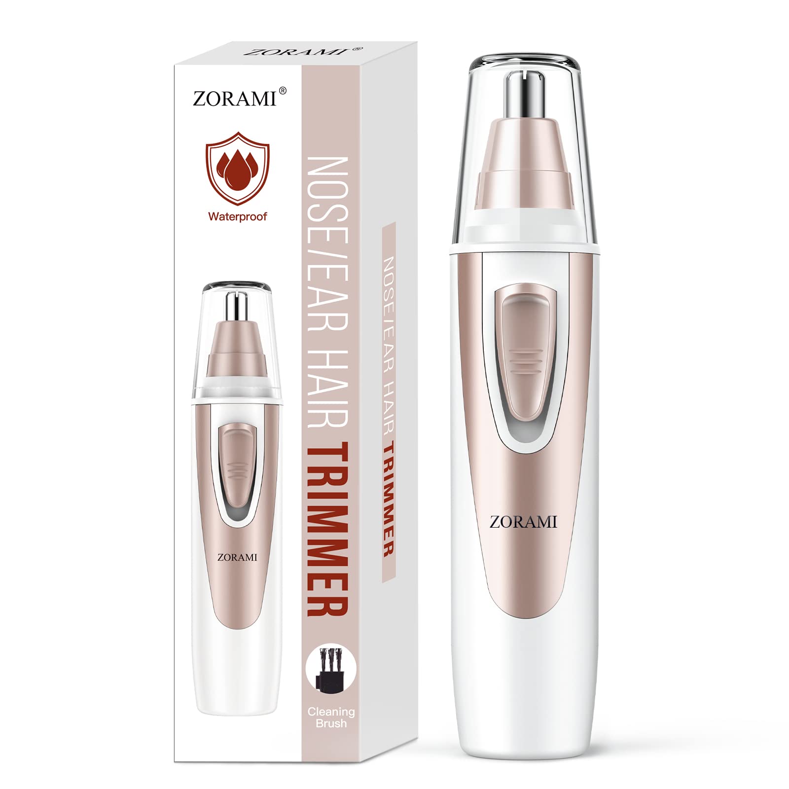 Ear and Nose Hair Trimmer Clipper - 2026 Professional Painless Eyebrow & Facial Hair Trimmer for Men Women,Battery-Operated Trimmer with IPX7 Waterproof,Dual Edge Blades for Easy Cleansing Black