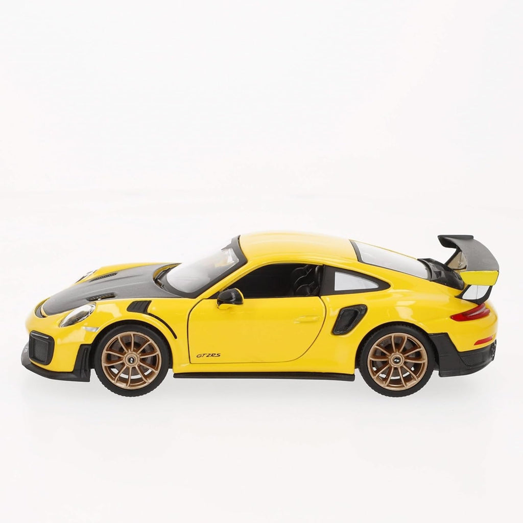 Buy now Maisto Porsche 911 GT2 RS Yellow with Carbon Hood and Gold Wheels Special Edition 1/24 Diecast Model Car at indiglob india
