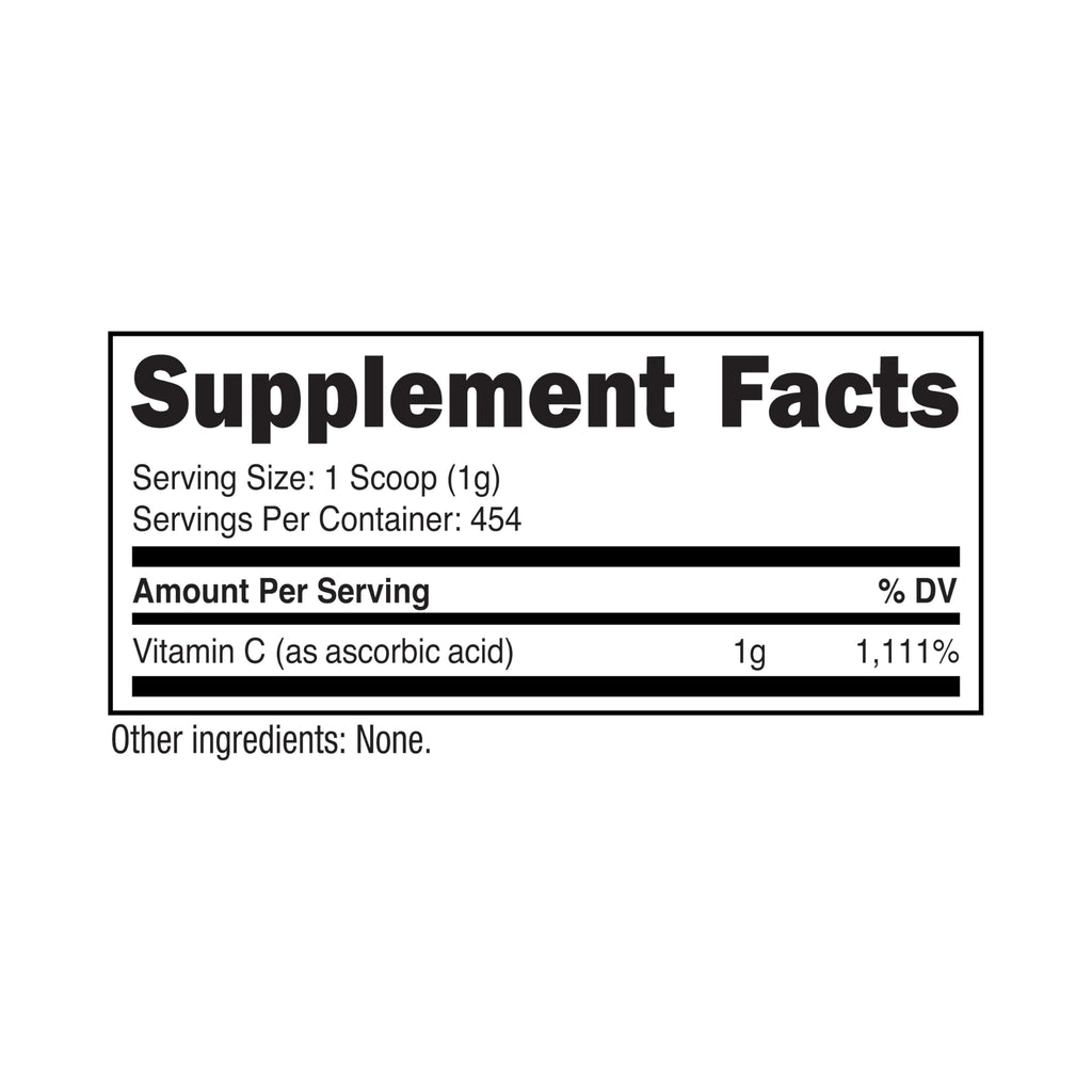 Nutricost Pure Ascorbic Acid Powder (1LB) Unflavored, Vitamin C Powder | 1g Per Serving, 454 Servings