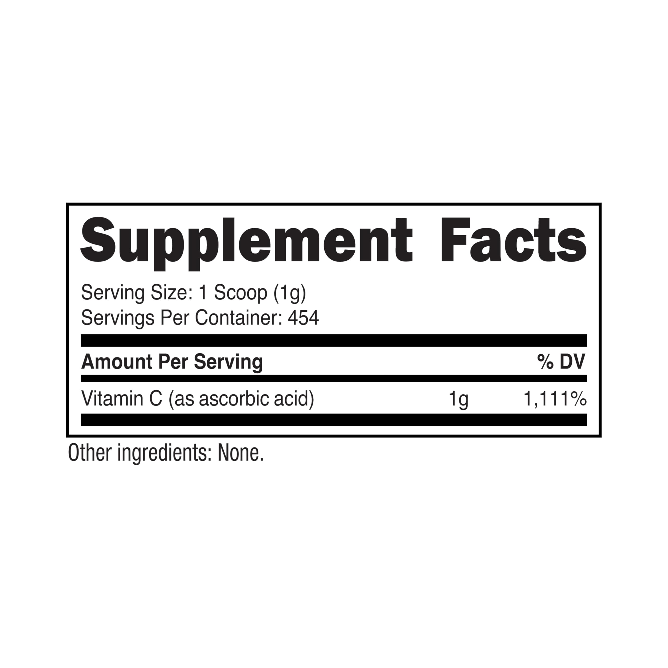 Nutricost Pure Ascorbic Acid Powder (1LB) Unflavored, Vitamin C Powder | 1g Per Serving, 454 Servings
