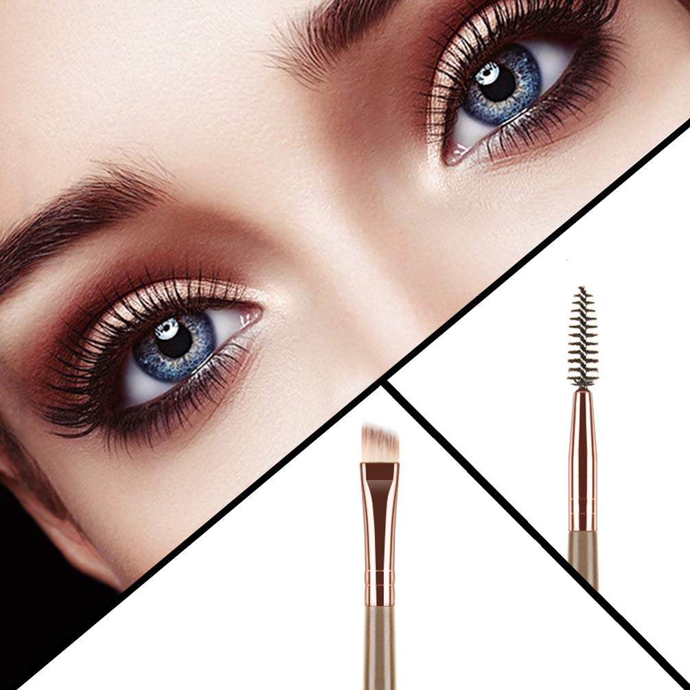 Eyebrow Brush Spoolie Dual Angled Eye Brow Brush Eyelash Comb | Eyebrow Tool for Lining and Shaping Brows or Lashes (Dark Brown)
