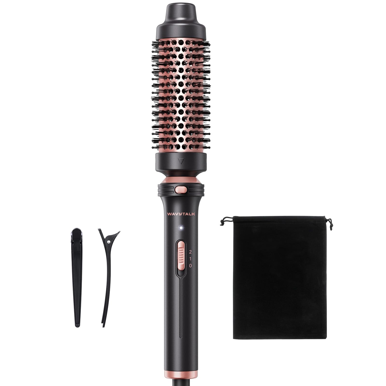 Wavytalk Thermal Brush 1.5" Detachable Heated Round Brush for Blowout Look | Detachable Brush Head Includes Travel Pouch, Create Voluminous Blowout Look, Tourmaline Ceramic, 2 Temp Settings Dual Voltage
