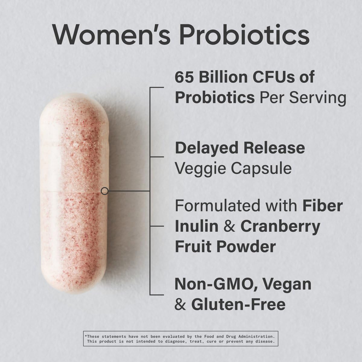 Sports Research® Women's Probiotics 65 Billion CFU w/Prebiotics, 30 Count | Gut Health & Digestive Support, Probiotics for Women w/ Cranberry, Vegan Certified, Non-GMO, Gluten-Free, 30 Servings