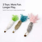 3 Pack Rabbit Fur Catnip Toys with Feathers – Interactive Carrot Cat Toys with Galls Fruit for Indoor Cats and Kittens