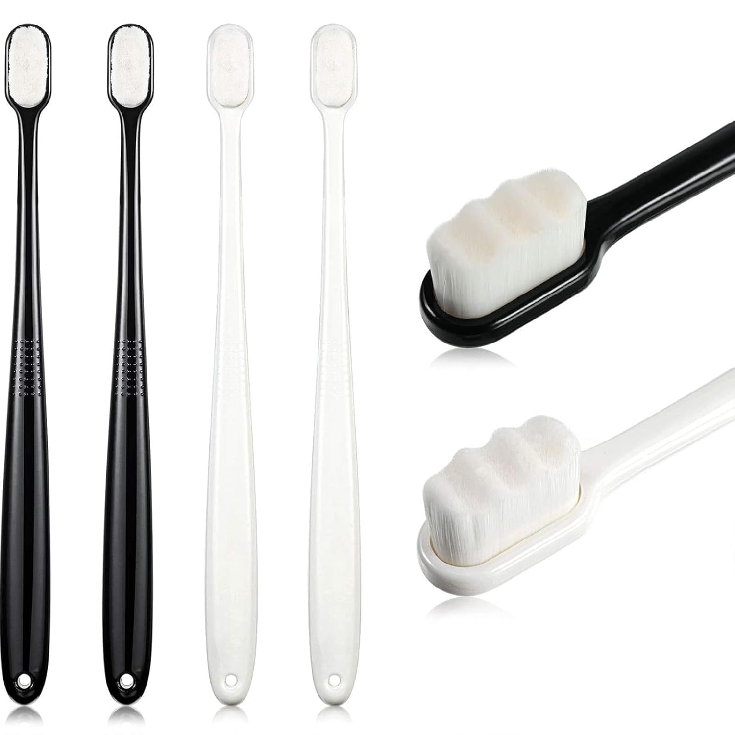 Buy now 4 Pieces Extra Soft Toothbrushes for Sensitive Gums with 20000 Micro Nano Bristle for Adult Pregnant Gum Recession Elderly Braces, Protect Fragile Gums(Black, White) at indiglob india
