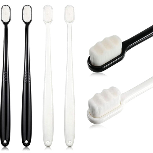 Buy now 4 Pieces Extra Soft Toothbrushes for Sensitive Gums with 20000 Micro Nano Bristle for Adult Pregnant Gum Recession Elderly Braces, Protect Fragile Gums(Black, White) at indiglob india