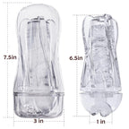 Male Masturbator Sex Toy for Men - Portable Transparent Manual Sucking Pocket Pussy Masturbation Cup with 7.5“ Depth Textured Vagina Blowjob Masturbating Stroker