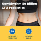 NewRhythm Probiotics 50 Billion CFU 20 Strains, 60 Veggie Capsules, Targeted Release Technology, Stomach Acid Resistant, No Need for Refrigeration, Non-GMO, Gluten Free