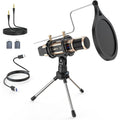 Buy now ZealSound Studio Recording Microphone, Condenser Broadcast Microphone w/Stand Built-in Sound Card Echo Recording Karaoke Singing for Phone Computer PC Garageband Smule Live Stream & YouTube (Gold) Gold at indiglob india