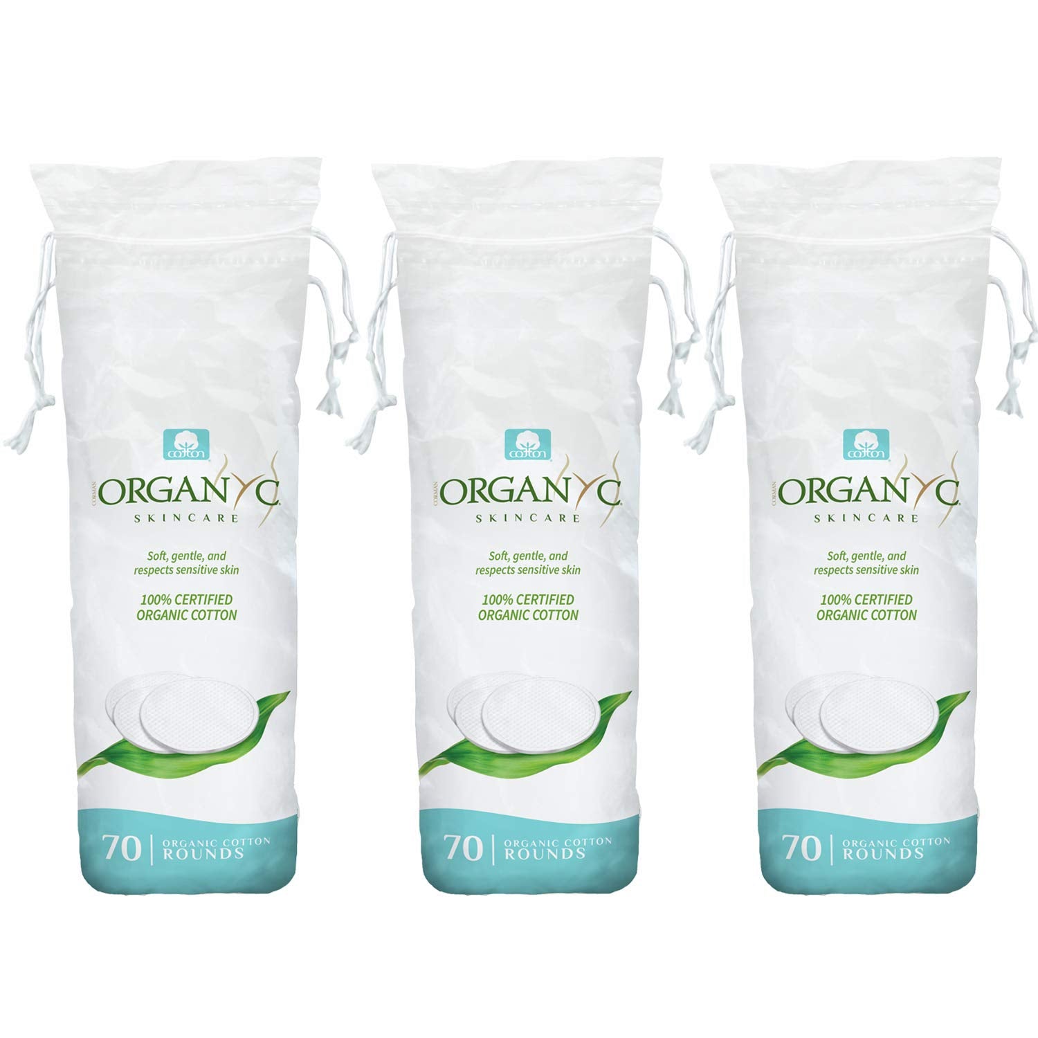Organyc 100% Organic Cotton Rounds - Biodegradable Cotton, Chemical Free, For Sensitive Skin (210count) - Daily Cosmetics Beauty and Personal Care