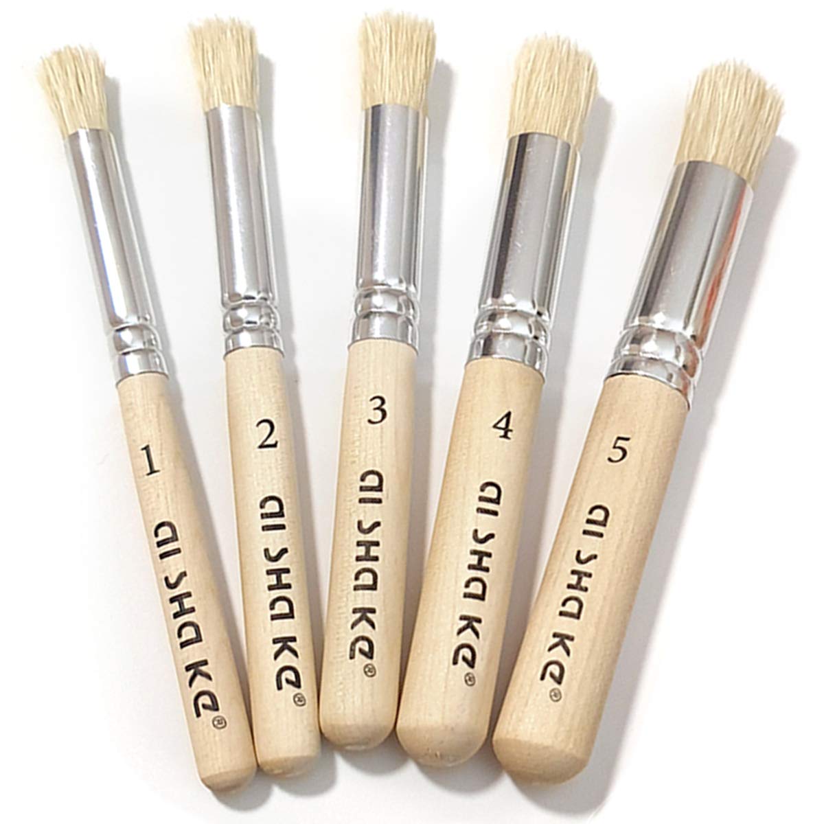 Stencil Brushes Set, 5 Pcs Natural Bristle Wooden Handle Template Brushes for Wood Wall Model House Painting, Stencil Projects, Card Making, DIY, Crafts and Acrylic Oil Watercolor Painting