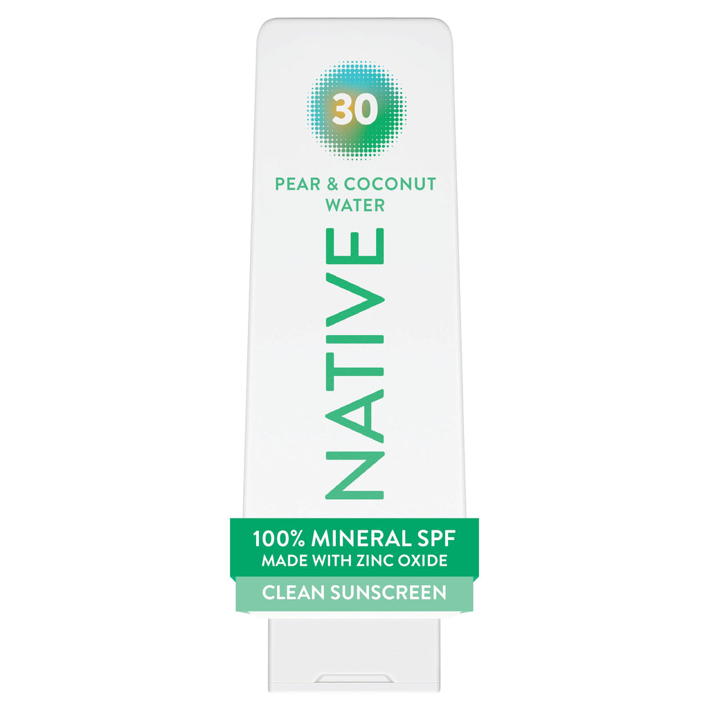 Native Mineral Sunscreen Lotion SPF 30, Vanilla Milk & Shea Scent, with 100% Mineral Zinc Oxide for Face & Body, Hawaii Compliant, Vegan, No White Cast - 7 oz