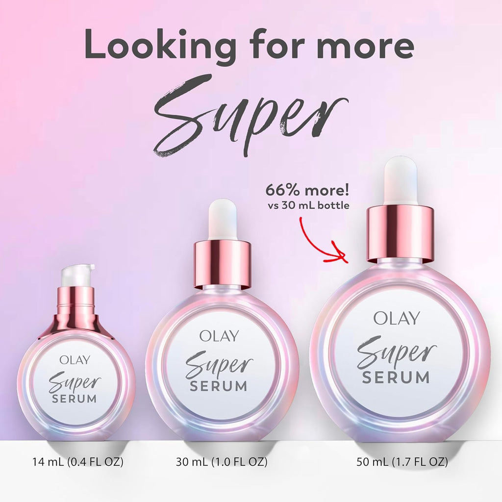 Olay Super Serum - Glow Serum for Face - Activated Niacinamide, Vitamin C & E, Collagen Peptide, AHA - 5-in-1 Benefits - Brightens, Hydrates, Smooths, Firms, Evens Tone, Proactive Anti-Aging, 1.0 Oz